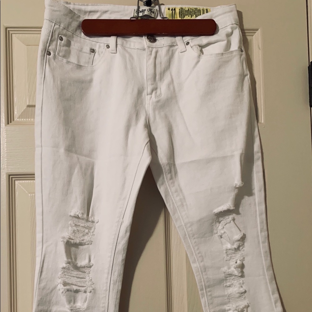 White ripped jeans